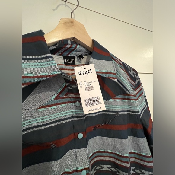Cruel Girl Western Shirt Womens M Stripe Snap Front - Picture 4 of 6